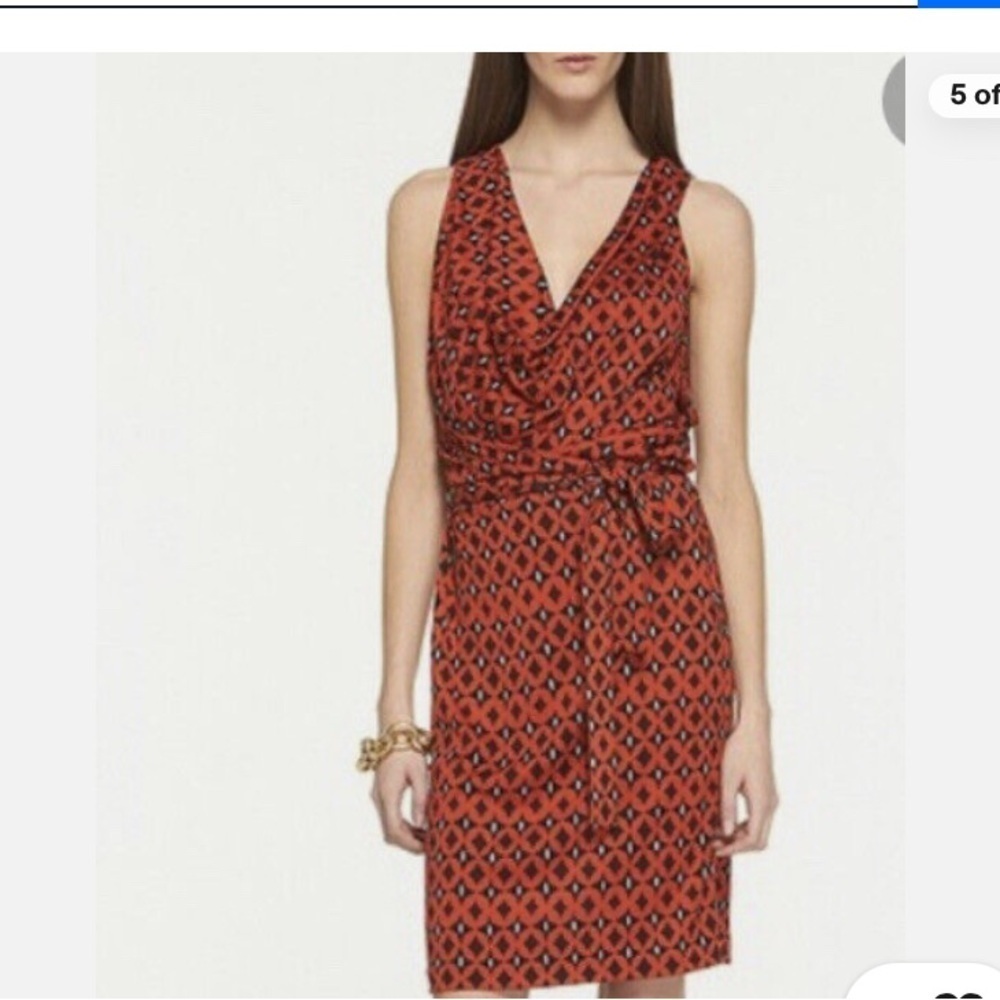 Diane Von Furstenberg Geometric Patterned Orange and Black Dress size 2